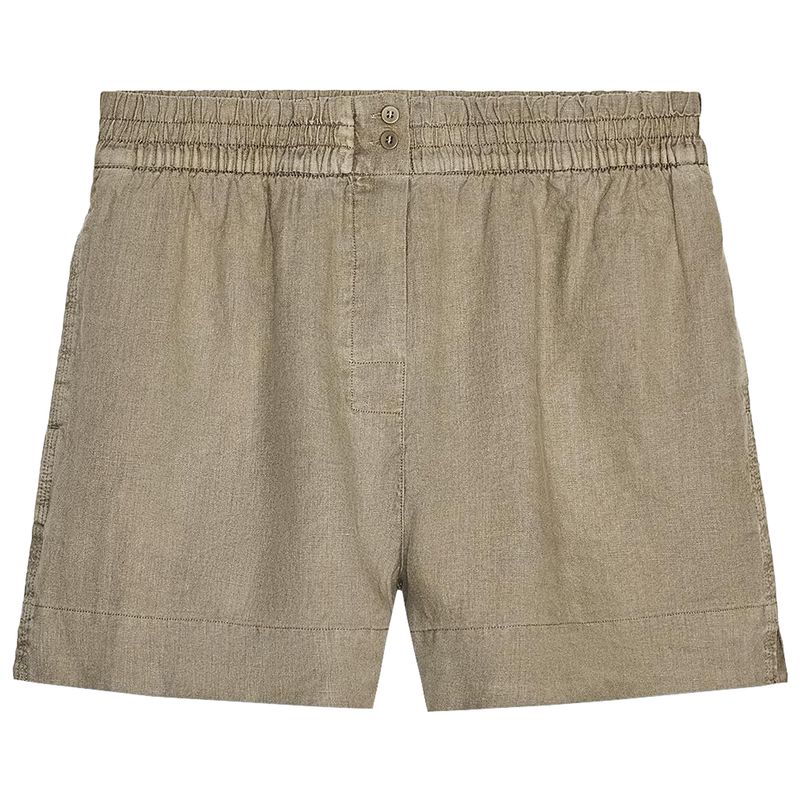 

Zaprha 2025 Новое поступление Лен Смесовый Американский Нормкор Средняя посадка Повседневные Прямые Шорты Женская Верхняя одежда 4786102 Dark taupe L