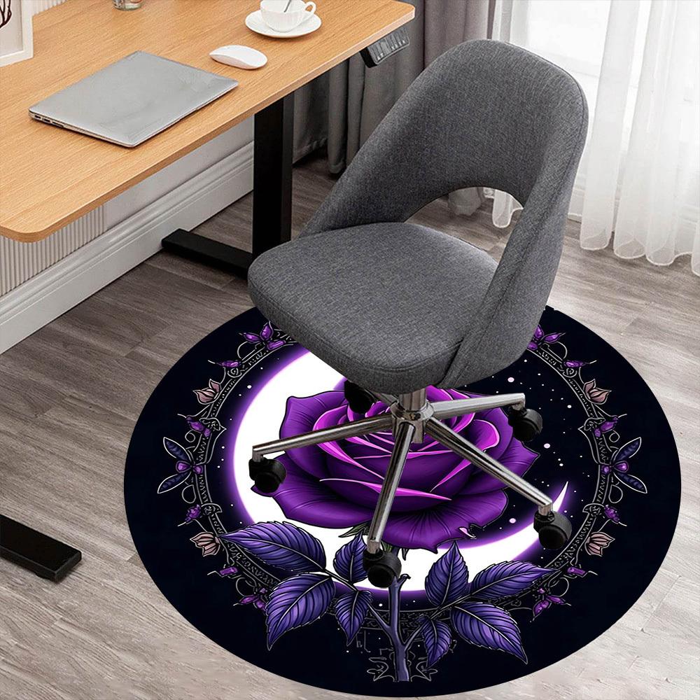 

1pc Rose Moon Round Chair mat Area Rug - Non-Slip, Floor Mat for Office, Bedroom, and Indoor Decor -1002191 80cm by 80cm