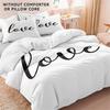 Ensemble de housse de couette chic 3 pièces sur le thème de l'amour - Literie noire et blanche douce et confortable pour chambre à coucher, chambre d'amis (Comprend 1 couette
