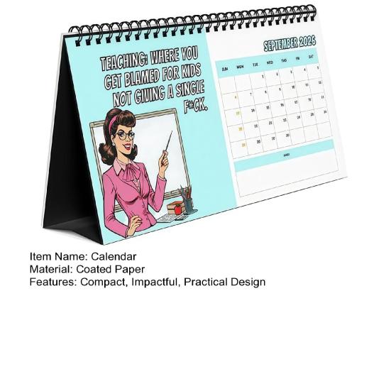2026 Funny Teacher Swear Desk Calendar 12 Months of Humorous Rants & Motivational Quotes Daily Encouragement Gifts for Educators