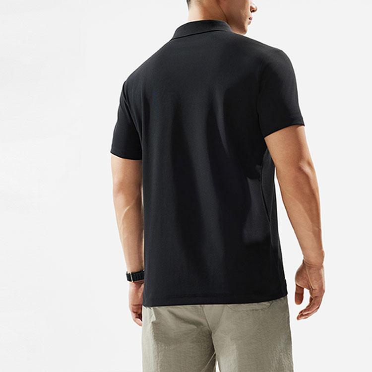 Li-Ning Fitness Series Solid Color Moisture Wicking Quick Dry Pullover Sports Polo Shirt Men tops Black APLU149-1
