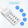 US/EU Smart 10-Port Fast-Charging USB Charger for Mobile Phones Flat Panel Home Office Power Station with Travel Usage Features