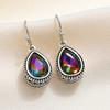 New Retro Colored Water Drop Crystal Earrings, Bright and Versatile Women's Earrings, Popular Temperament Earrings Wholesale