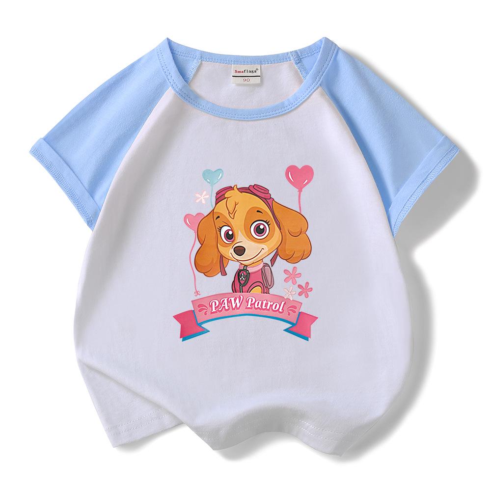 Paw Patrol Girls' Stylish Summer Outfit Set – 2022 Fashionable Short-Sleeve Two-Piece for Small & Medium Children
