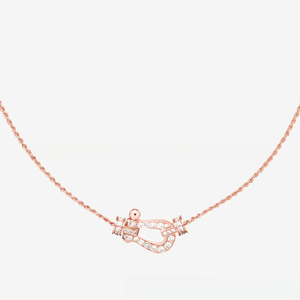 Horseshoe Buckle Necklace Full-diamond Pendant Hemp Rope Chain