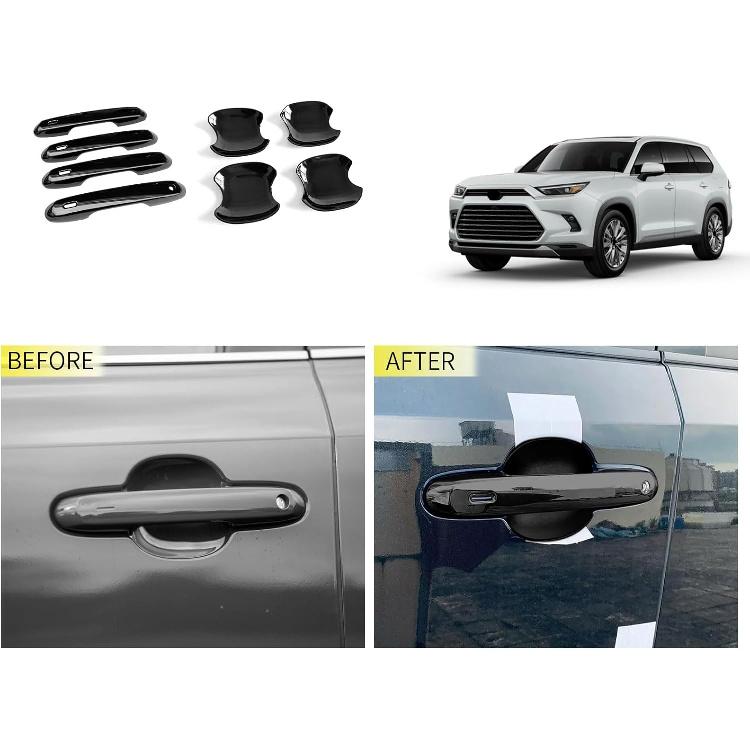 Car Accessories Compatible with Toyota New Grand Highlander 2024 2025 2026 Exterior Door Handle and Handle Bowl Cover Trims Protector Decoration ABS
