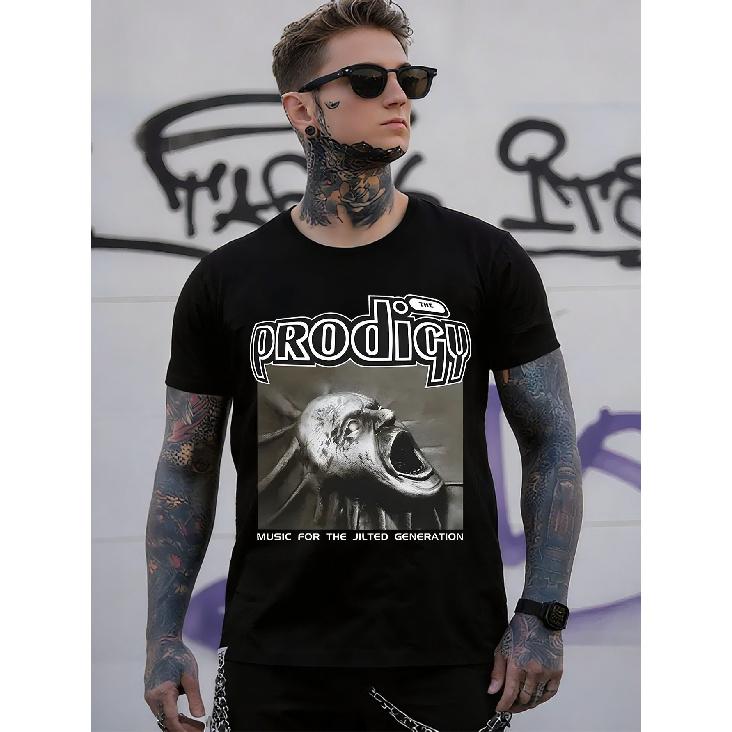 Official The Prodigy Band Graphic Tee - Heavyweight Vintage MM1085 Retro T-Shirt, Unisex S-5XL Sizes, Black with Iconic Band Logo   Music for the S чёрный