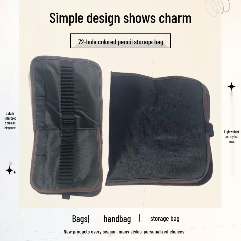 

72-Slot Canvas Folding Pencil Case - Large Capacity Sketch Bag for Colored Pencils 20x40 cm