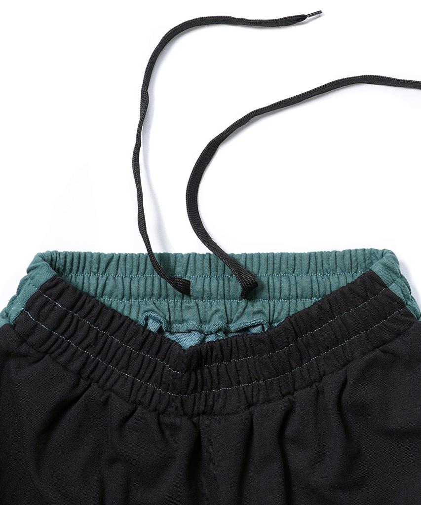 GAKKAI UNIONS One-Pleat Wide Sweat Mix Pants Dark Green/Black