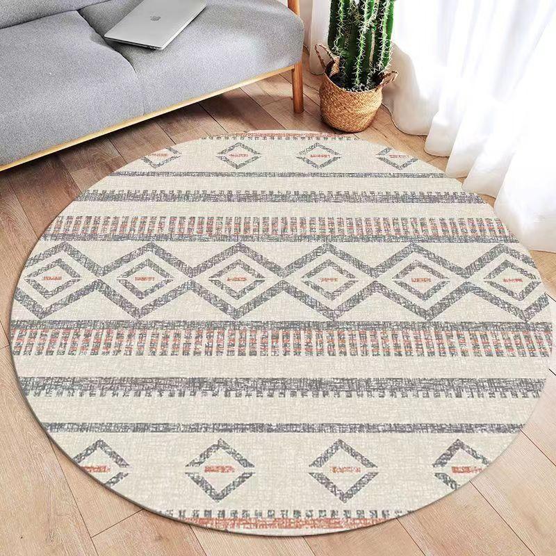 Ethnic Round Carpet Geometric Arrows Diamonds Design Mat Bohemian Home Decor Anti-slip Rug for Living Room Bedroom Study
