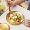 Gold Stainless Steel Thickened Dinner Plates Round Coffee Tray Dessert Cake Snack Fruit Steak Dishes Korean Cutlery Metal Plate