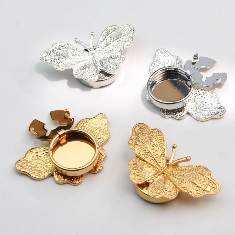 Butterfly Metal Shirt Cufflinks, Rhinestone Embellishments For Cuffs And Collar, And Rhinestone Button Covers