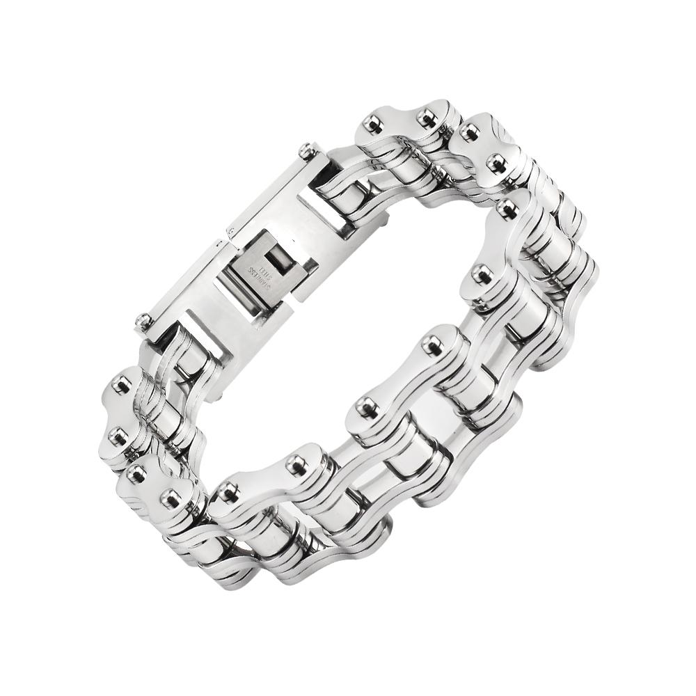 16mm Titanium Steel Motor Biker Bracelet For Men 'S Women 'S Punk Personality Stainless Silver Color Motorcycle Chains Bracelets