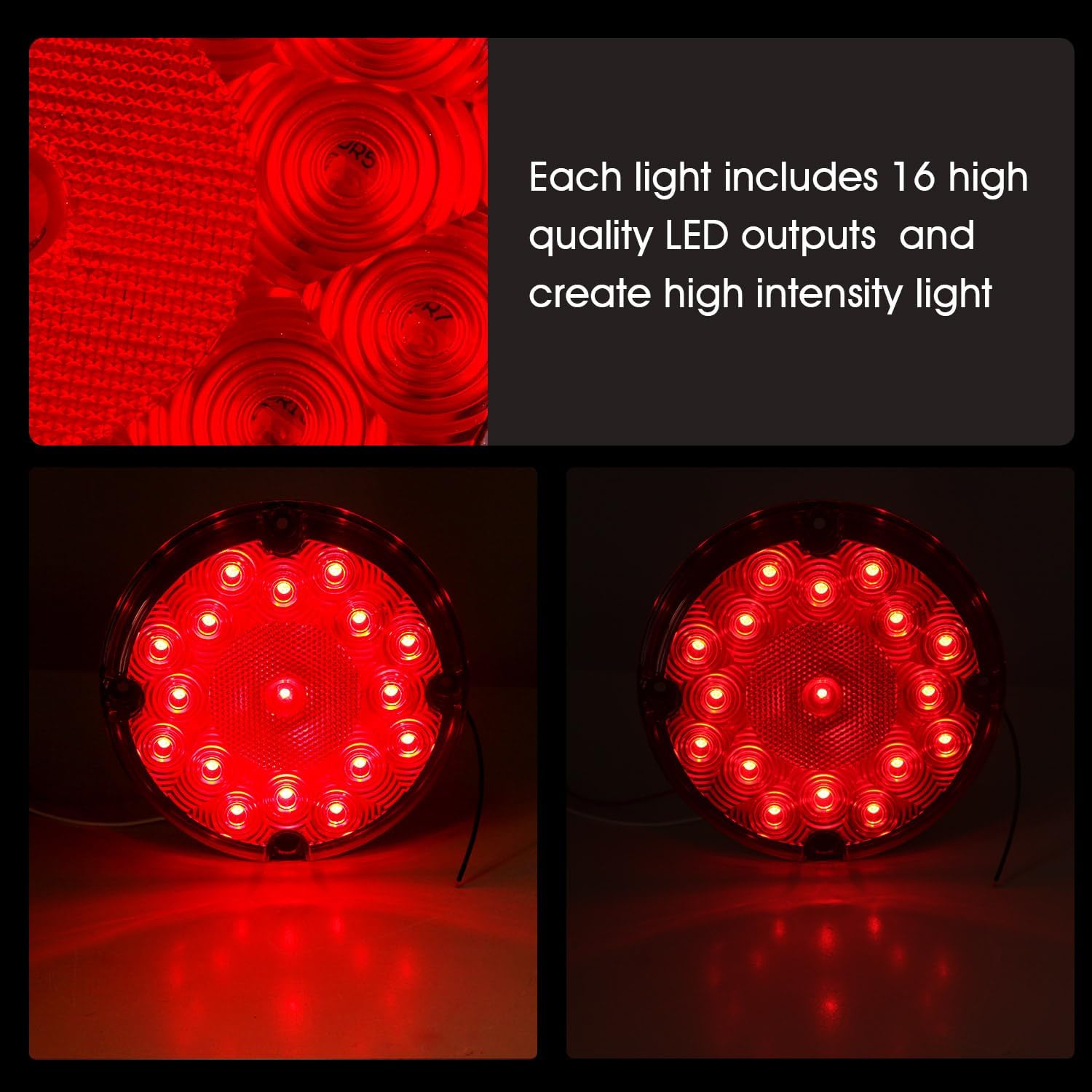 4 шт. 7-дюймовый круглый светодиодный задний фонарь красный для автобуса, грузовика, дома на колесах - водонепроницаемый, 17 светодиодов, 10 В-30 В United States