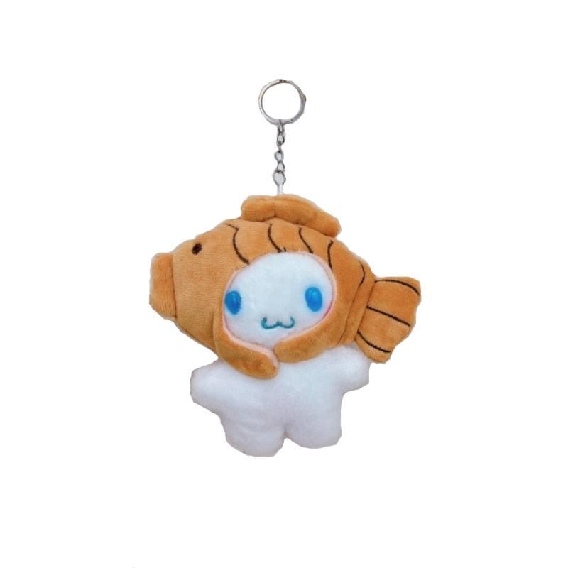 Cute Cinnamoroll Plush Keychain Bag Charm With Taiyaki Design