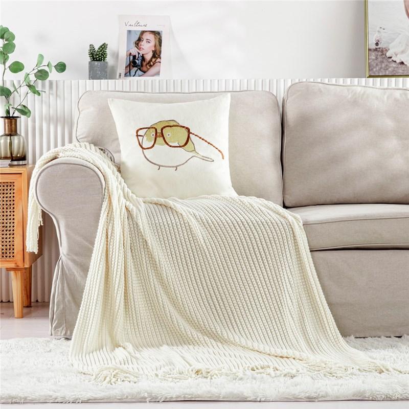 Nordic Tassel Blankets for Sofa Knitted Throw Blanket Bed End Cover Office Air Condition Room Watching TV Blankets