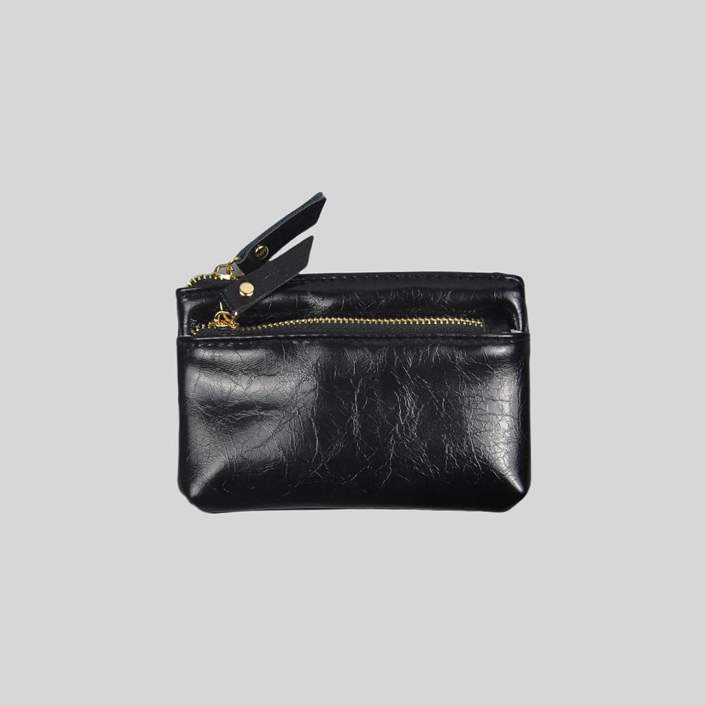 Women's Small Faux Leather Wallet - Crackle Pattern, Card & Key Holder Coin Purse