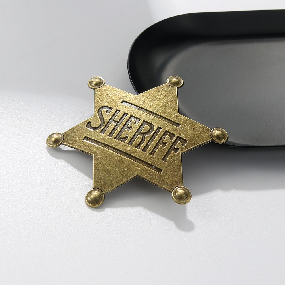 Star Sheriff Metal Enamel Badge Vintage Retro Holloween Party Brooch for Women Men Fashion Accessories Gift