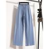 Plus size European and American Elastic High Waist Tencel Thin Narrow Wide Leg Straight Ice Silk Mop Denim Trousers Women M-4XL