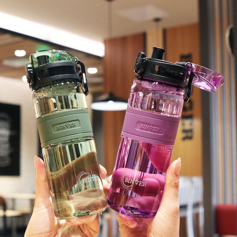 500ml Sports Water Bottle Portable Leak-proof Plastic Drinkware With Tea Filter Tour Gym Outdoor Sports Cup Student Bounce Cup Water Bottle Space Cup