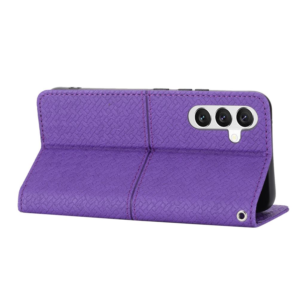 For Samsung Galaxy A17 5G/A17 4G/A26 5G Case Woven Texture PU Leather Wallet Phone Cover with Wrist Strap