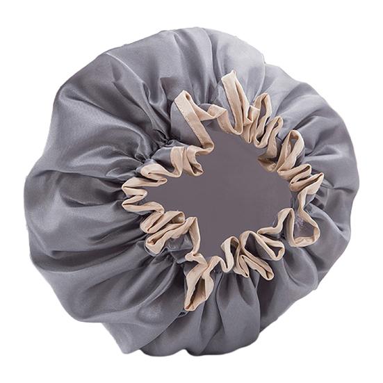 Waterproof Shower Cap Elastic Drawstring Double-Layer Water-Resistant Fabric Hair Protector Hair Care Bath Hat