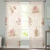 Dahlia Flower Leaves Retro Tulle Curtains For Living Room Bedroom Voile Sheer Curtain Window Home Decor Drapes