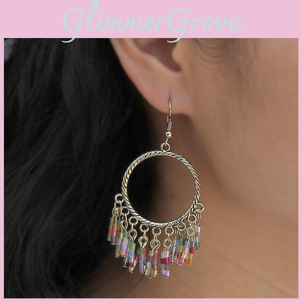 Ethnic Style Alloy Geometric Dangle Earrings With Sparkling Stones For Gift Giving