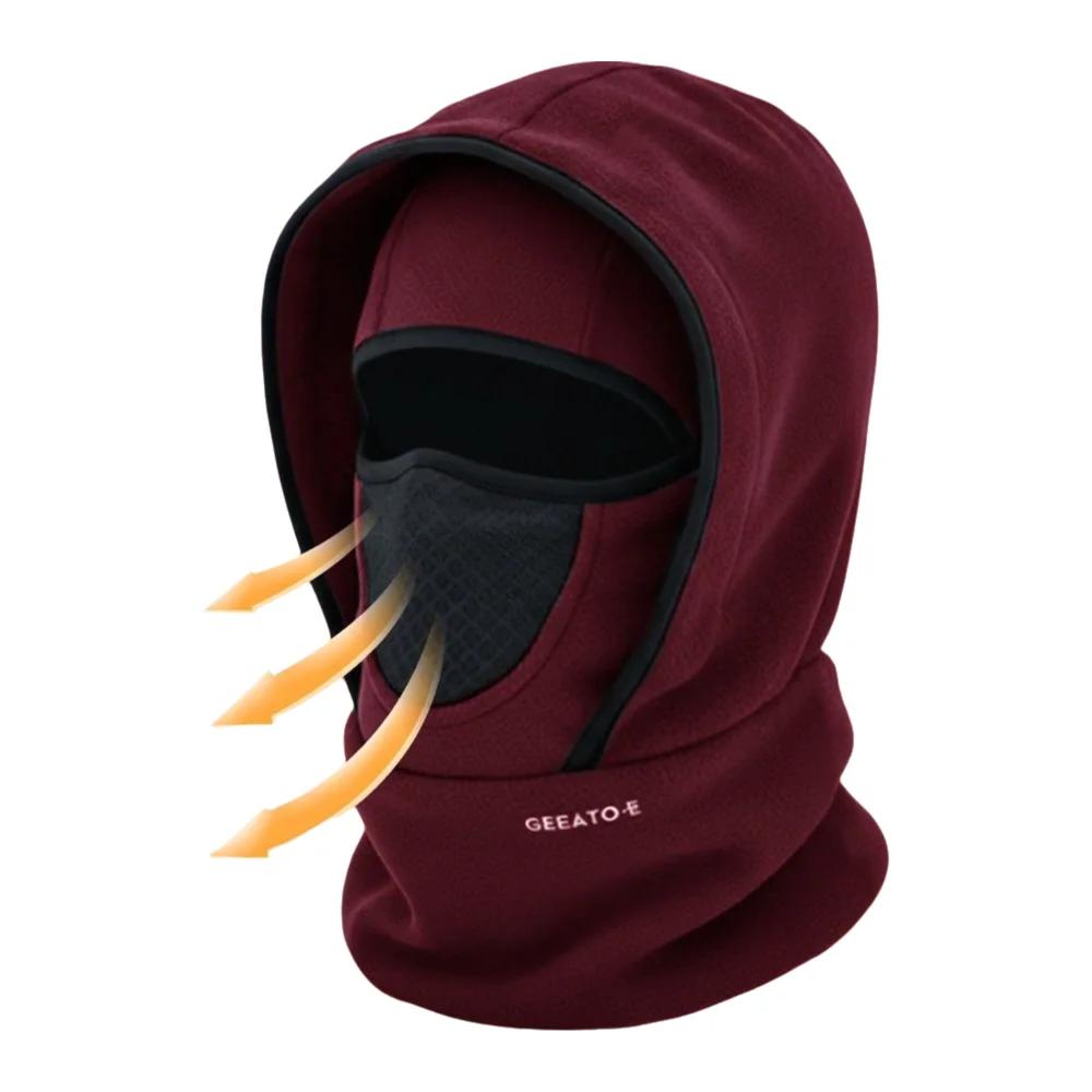 

Casual Waterproof Polar Fleece Balaclava Hat Thermal Cycling Skiing Face Cover for Cold Weather Hooded Neck Warmer for Women Men
