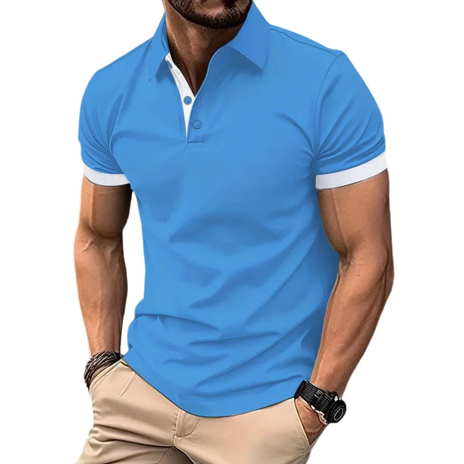 

Мужская летняя деловая футболка с дизайном из рифленой ленты, повседневная модная, большого размера, с коротким рукавом, для мужчин XXL синий