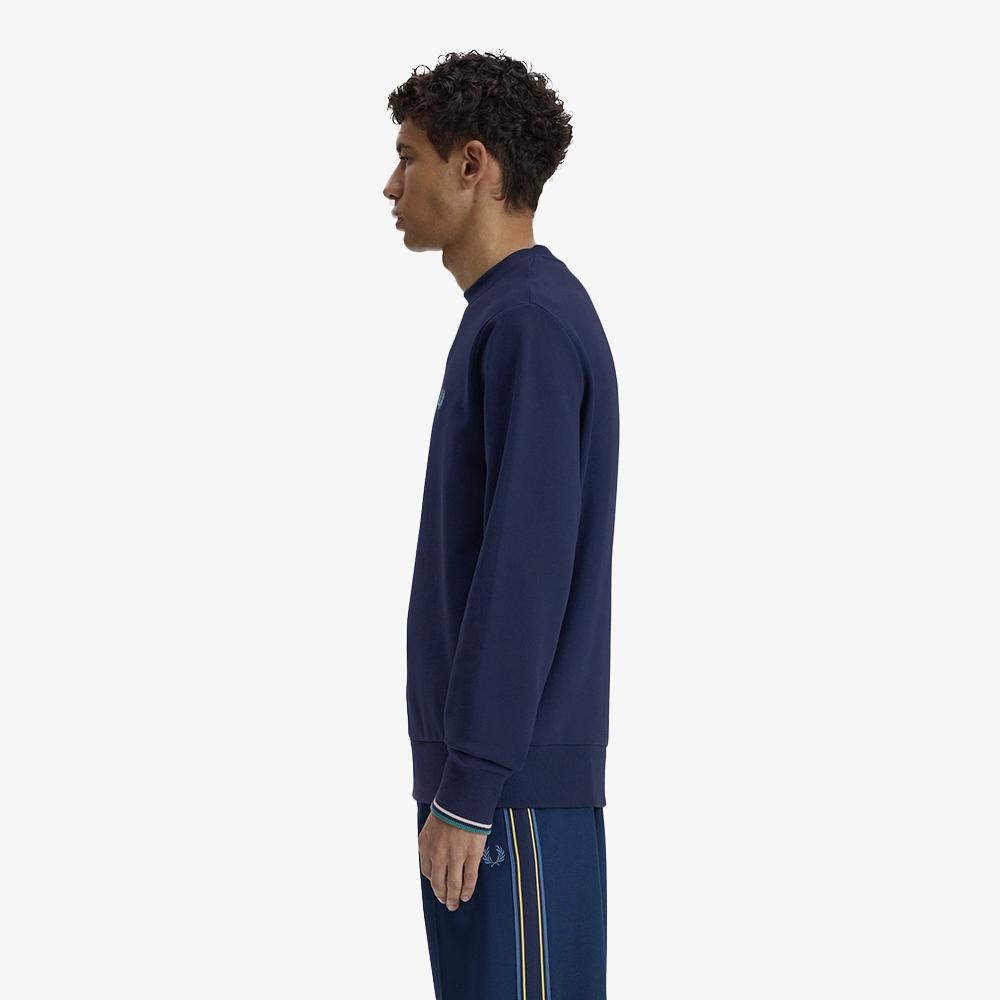 Fred Perry [Baseline] Crewneck Sweatshirt - Tennis Blue/Snow White/Deep Mint Afpm2617535-86A