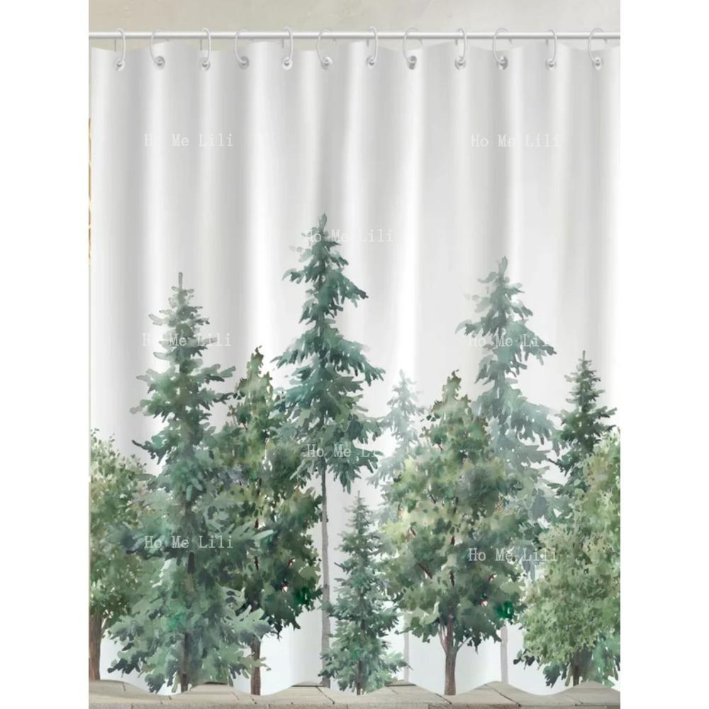 Forest Shower Curtain Trees Shower Curtains Plant Shower Curtain Nature Woodland Shower Curtain Bathroom Curtain Decor