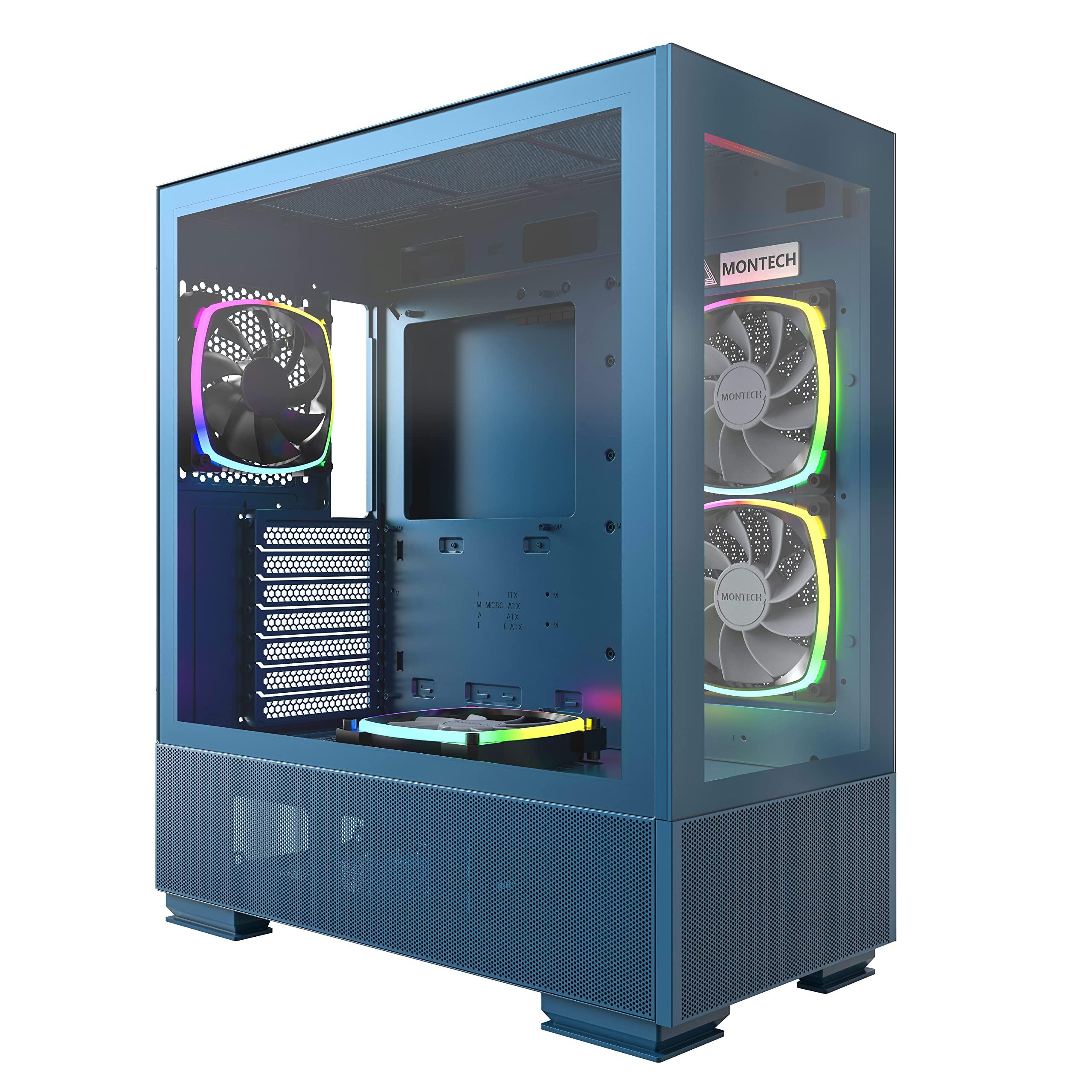 

Montech Sky Two, подвійне загартоване скло, попередньо встановлений вентилятор 4x PWM ARGB, корпус для комп’ютера ATX Gaming Mid Tower, тип C, потужний повітряний потік – марокканський