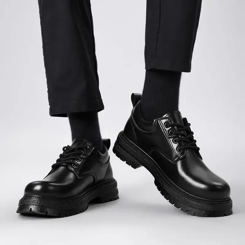 Men's Leather Brogue Shoes Round Toe Lace Up High Quality Fashion Footwear Offer Male Casual Shoe Common Free Delivery Shipping