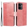 For Oppo Reno13 F 4G/Oppo Reno13 F 5G Leather Case Wallet Stand Grids Imprinted Phone Cover with Strap