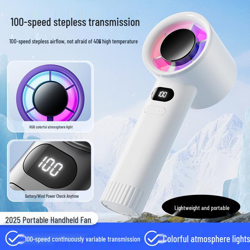 Rechargeable High-Speed Handheld Fan with Digital Display