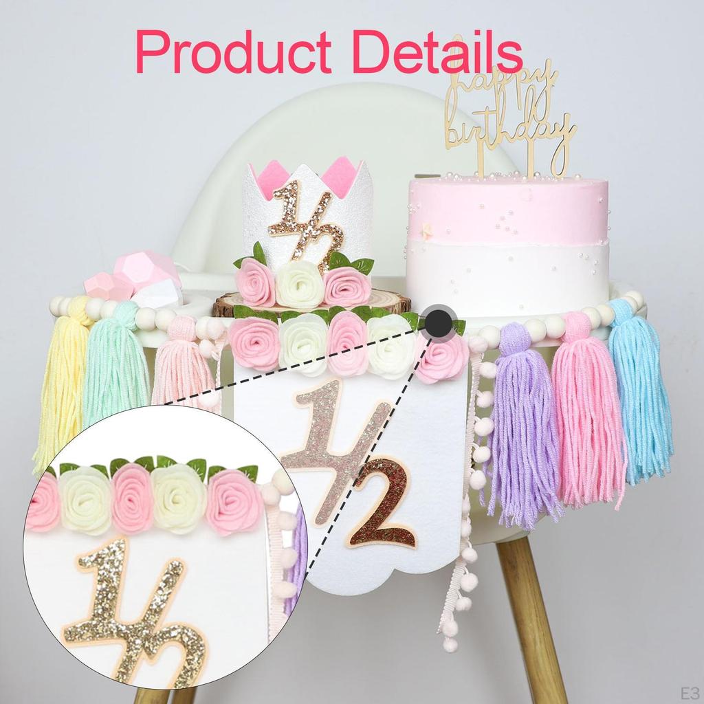 1/2 Birthday High Chair Banner Backdrop Decor Party for Celebration