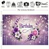2D Large Purple Birthday Banner Yard Sign Glitter Flower Outdoor Birthday Party Supplies