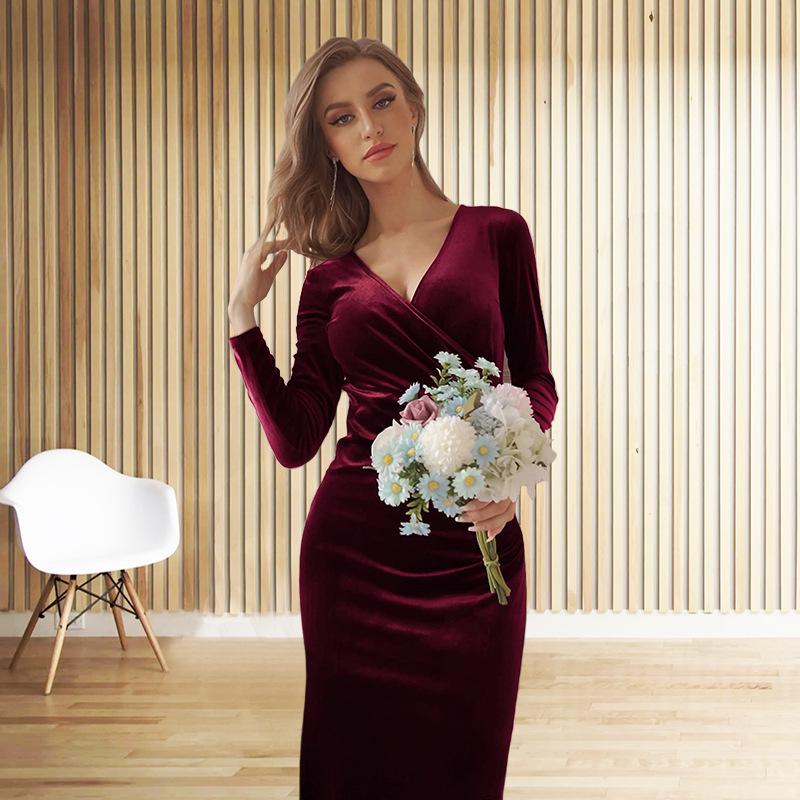 Dámský sexy balíček s výstřihem do V boková sukně štíhlé elegantní šaty mořské panny večerní šaty ženy