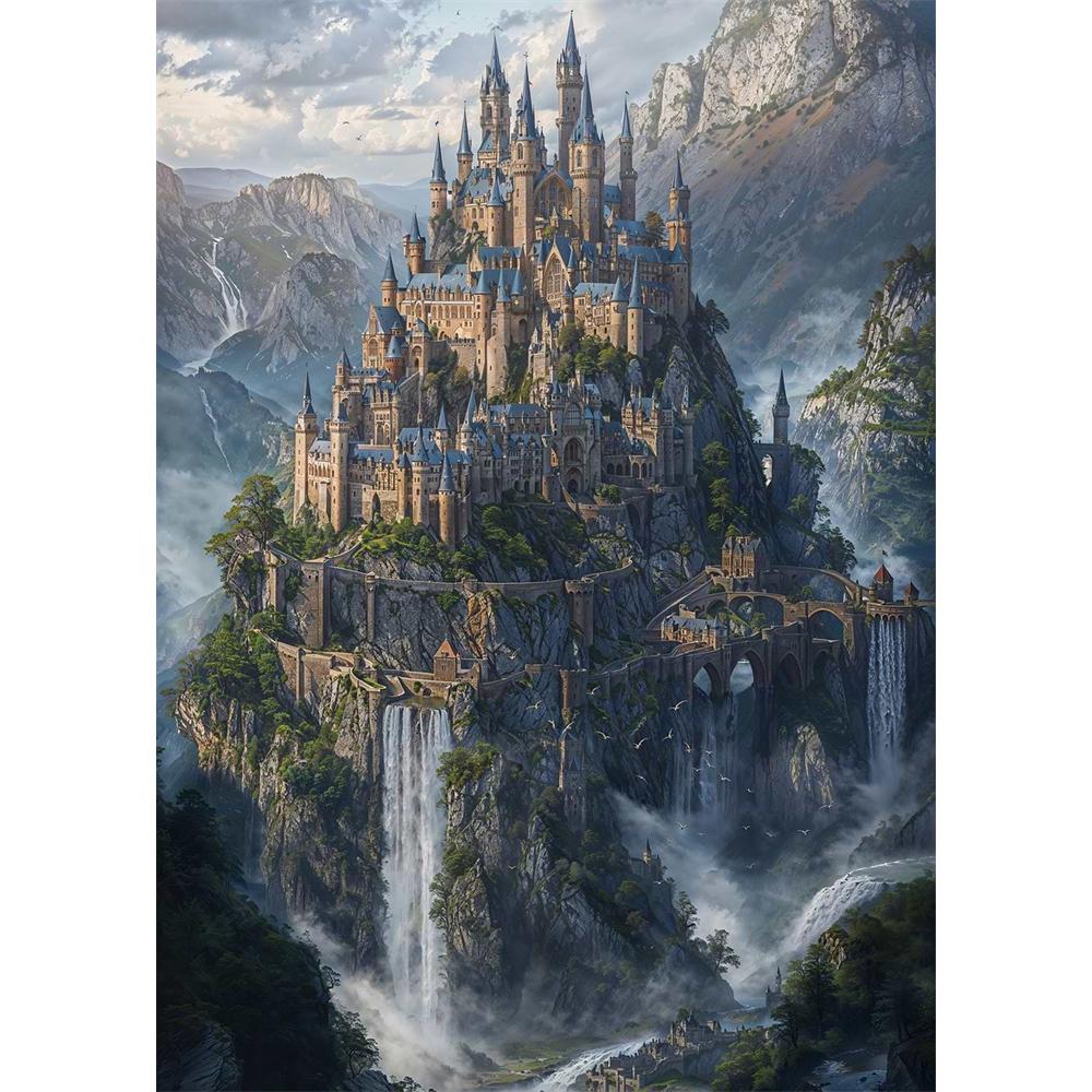 Fantasy Forest Castle Dark Academy Magic Witch Canvas Diamond Painting Wall Art Picture Living Room Home Decor