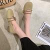 Retro Mary Jane shoes for women's summer wear 2025 new French soft-soled mid-heeled beanie shoes, small leather shoes for pregnant women