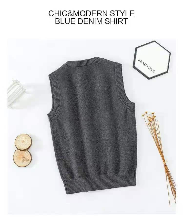 2025 Autumn Korean Kids' Knitted Sweater Vest - Girls & Boys College Style