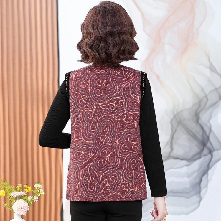 Middle-aged and Old-aged Vest Coat Woman Autumn Dress Grandma Waistcoat Old Lady Wearing Vest Mother Autumn and Winter Tang Suit Vest