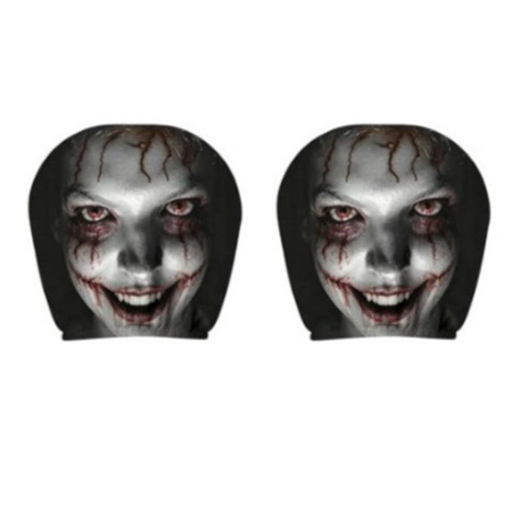 2 Pcs Halloween Accessories Car Headrest Covers Ghost Car Seat Headcover All Seasons