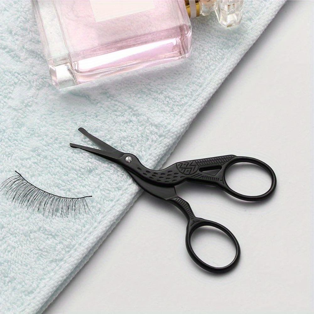 Stainless Steel Hair Scissors - Enhanced Safety Round Tip Stork Scissors for Precise Eyebrow, Nose, Beard & Ear Hair Trimming