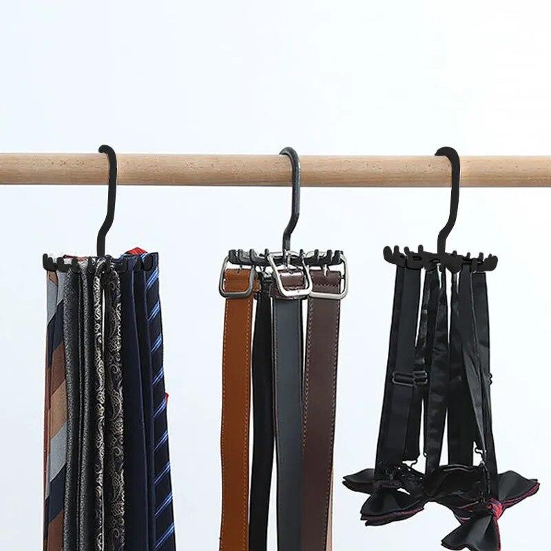 20 Claw 360 Degree Black Tie Rack Plastic Multi-functional Rotating Rack Scarf Belt Jewelry Collection Rack
