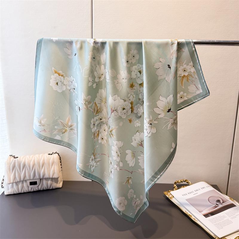 

Женский квадратный шарф из искусственного шелка 70 см, мягкий атласный принт, обертывание, фуляр, носовой платок, банданы, шейный, для волос, узкий галстук, шарфы, шали