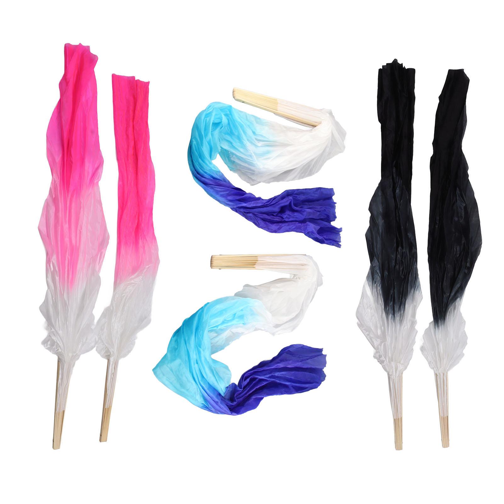 

1 Pair Long Dance Fan Soft Beautiful Classical Dancing Fan for Belly Dance Performance Learning 1.5m Pink and Rose Red