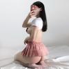 Uniforme erótico feminino de 2 peças, uniforme de estudante com exposição do umbigo, saia xadrez sim, papai, dramatização, cosplay, roupas sensuais