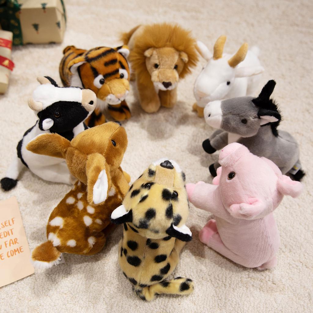 Cute Standing Animal Lion Tiger Doll Plush Toy Sika Deer Leopard Doll Children'S Soothing Ragdoll